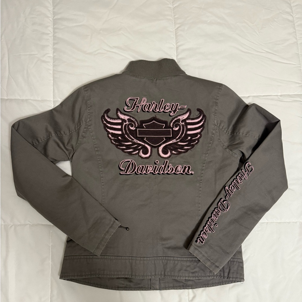 Harley-Davidson Charcoal Jacket with Pink Accents